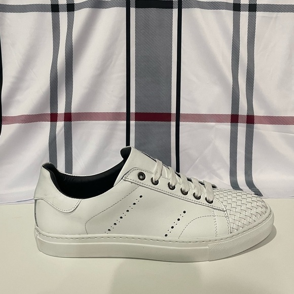Duca shoes casual sneakers white leather calf woven lace up - Picture 2 of 5